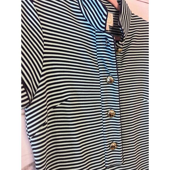 STS Sail To Sable Stripes Short Sleeves Size Med Big Gold Buttons - Picture 2 of 6